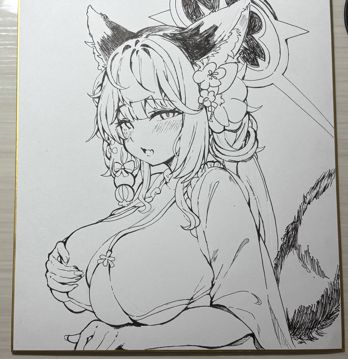 せんアカの色紙抽選会で出すワカモの色紙

ひとまずペン入れが終わりました!
あとはちょっとサイン入れて、全体の背景を塗るとかの調整に入ろうかな🎶

余裕で当日間に合いそう☺️ 