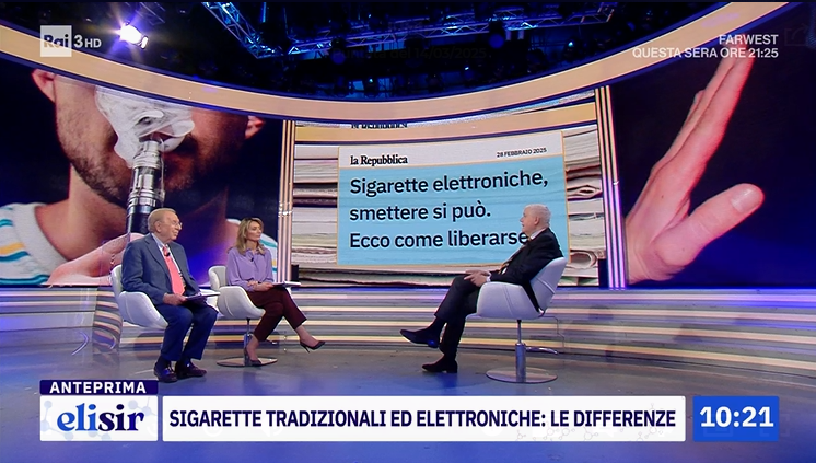 mohreinfo's tweet photo. 📺 Il Dott. Beatrice a Elisir su Rai 3: verità scientifica sulle e-cig, riduzione del rischio e fake news. Guarda la puntata 🎥https://t.co/dWjmbubTHL https://t.co/RBw2cBOsbk