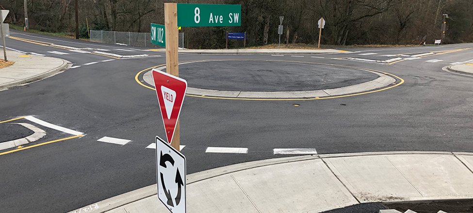 Happy Pi Day! Pi is a constant value that remains the same for all circles … so why don’t you celebrate by taking a smooth turn around one of our roundabouts? Here’s one our favorites in White Center!