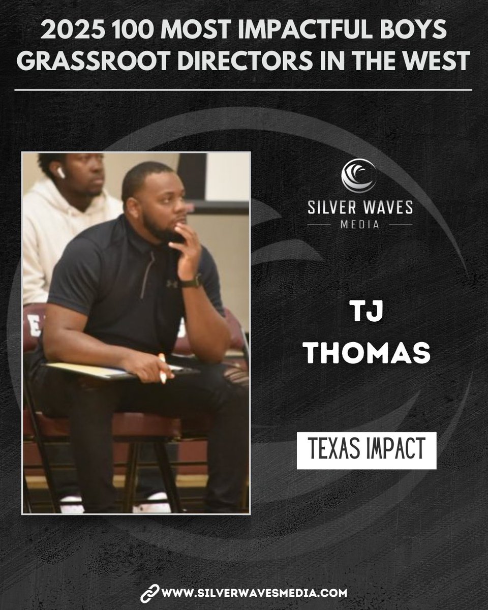 SilverWaveMedia's tweet photo. Congratulations to TJ Thomas of @Texasimpact413 on being selected to the 2025 100 Most Impactful Boys Grassroot Directors in the West list.

@CoachTJthomas 

https://t.co/zHcJ9CCg6N https://t.co/iQRU0iIbla