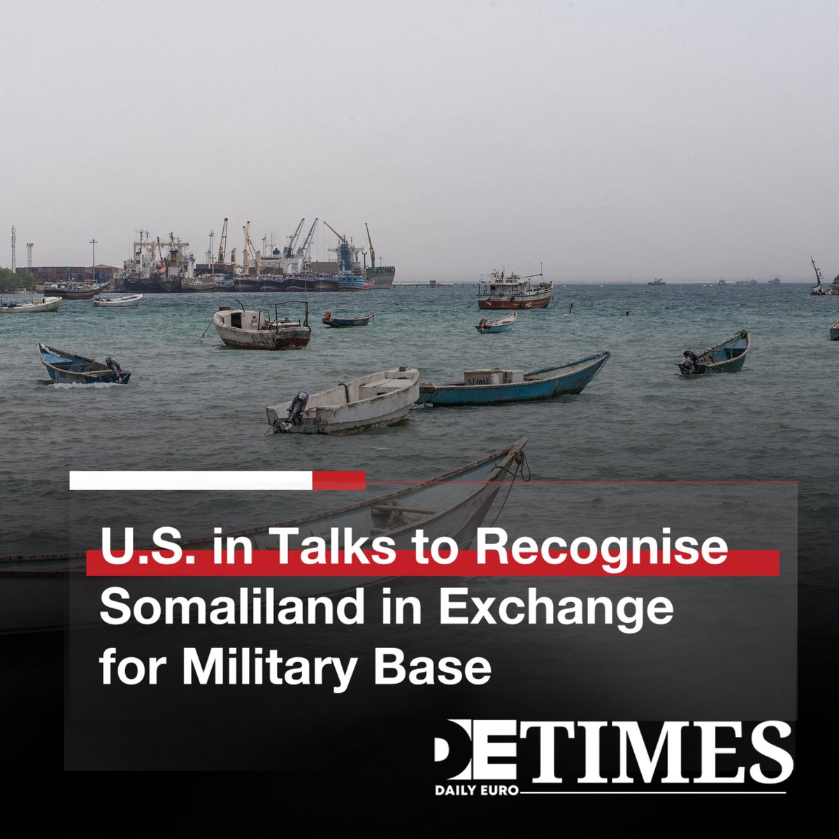 dailyeurotimes's tweet photo. U.S. Weighs #Somaliland Recognition for Strategic Military Presence

The U.S. has reportedly begun discussions on a deal to recognise Somaliland in exchange for establishing a military base near the port of #Berbera, according to an American official cited by the Financial Times.

The potential agreement could reshape regional dynamics, strengthening U.S. influence in the Horn of Africa.