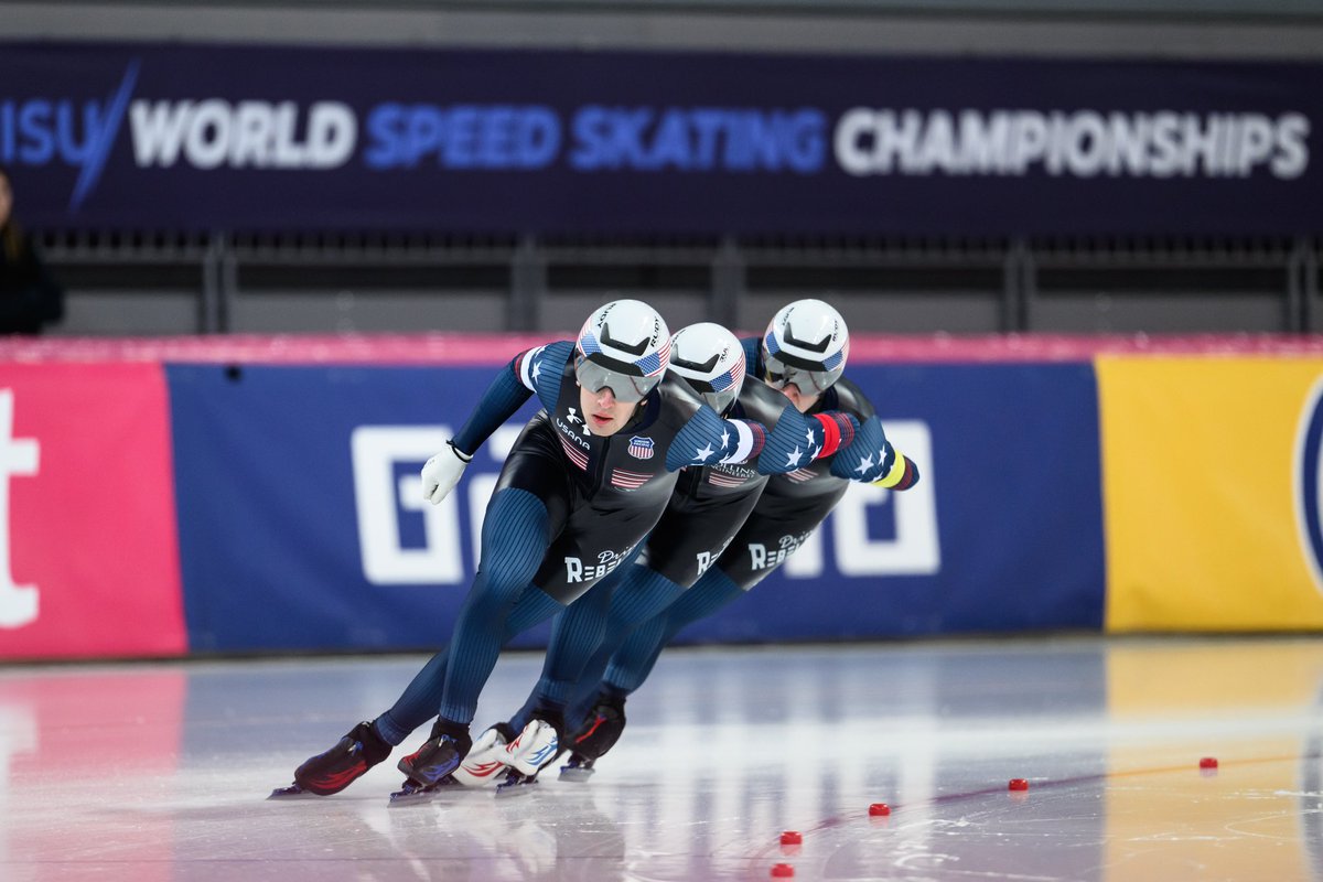 USSpeedskating's tweet photo. That World Champion feeling 🥹🙌🇺🇸

This trio have won their first ever World Championship medals; and it was GOLD!! 🥇 https://t.co/yJRX00vQdK
