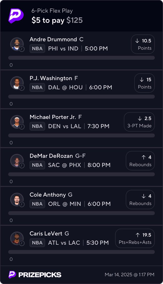 Here is My Flex Friday 6-Leg to Turn
$5 ➡️ $125 😳