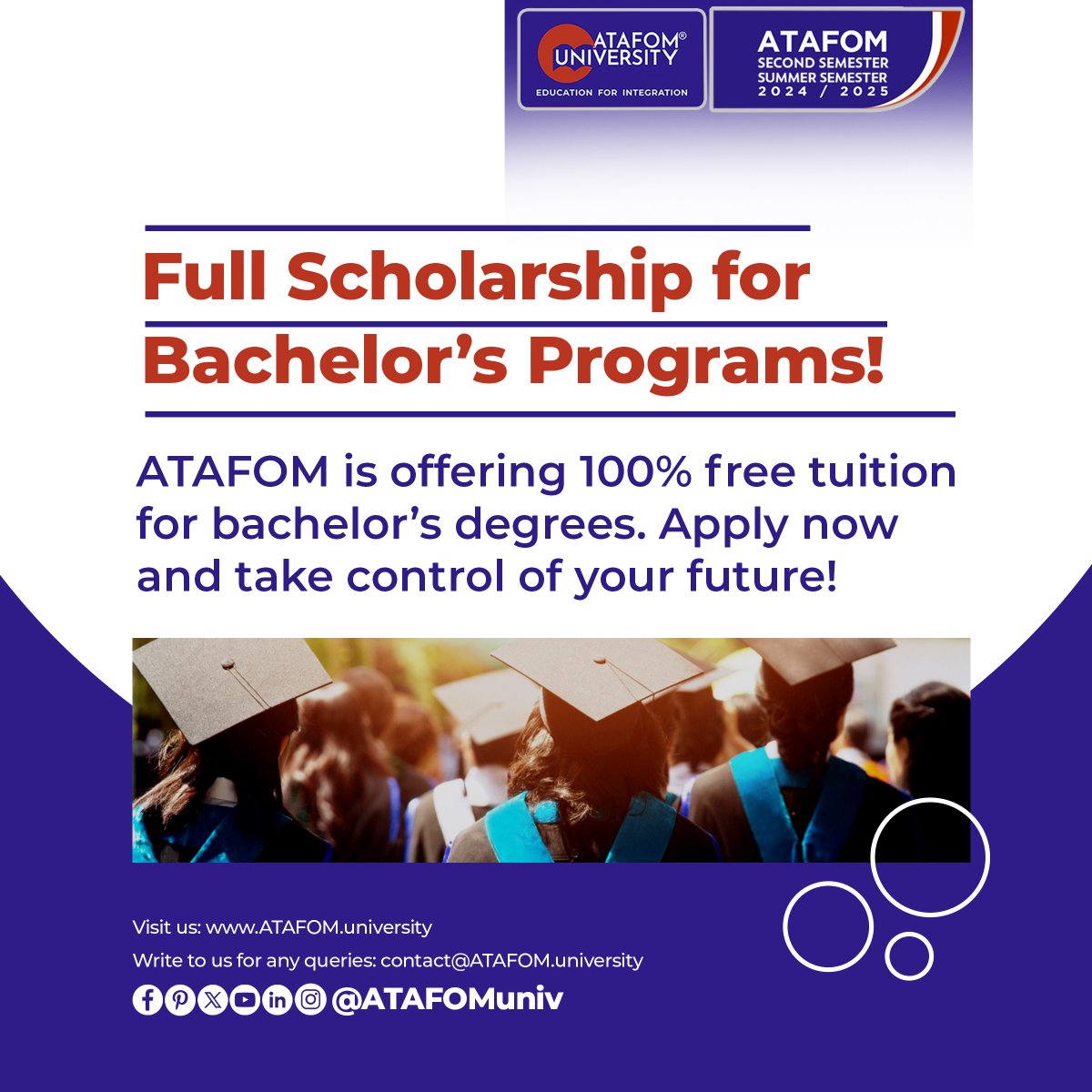 ATAFOMUni's tweet image. Your education, your future—start your journey with ATAFOM University today!

#ATAFOMUniversity #HigherEducation #StudyOnline #GlobalLearning #FutureReady #EducationForAll #LearningWithoutLimits #AcademicExcellence #YourFutureStartsHere