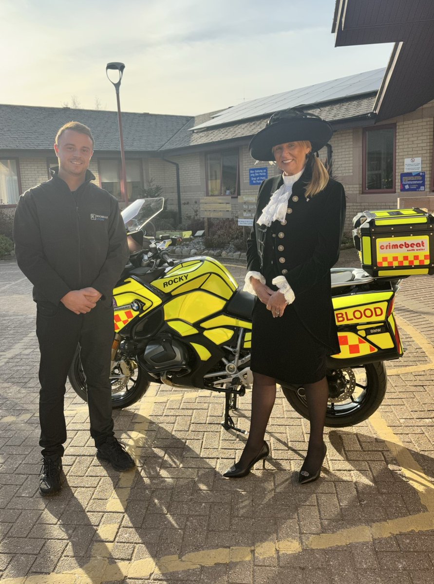 Sharing this moment with you is truly one of the most heartwarming highlights of my year!I had a dream: Could we make this happen? Meet ROCKY named in memory of a dear friend, John Rochelle. #Bloodbikeswales #highsheriffs