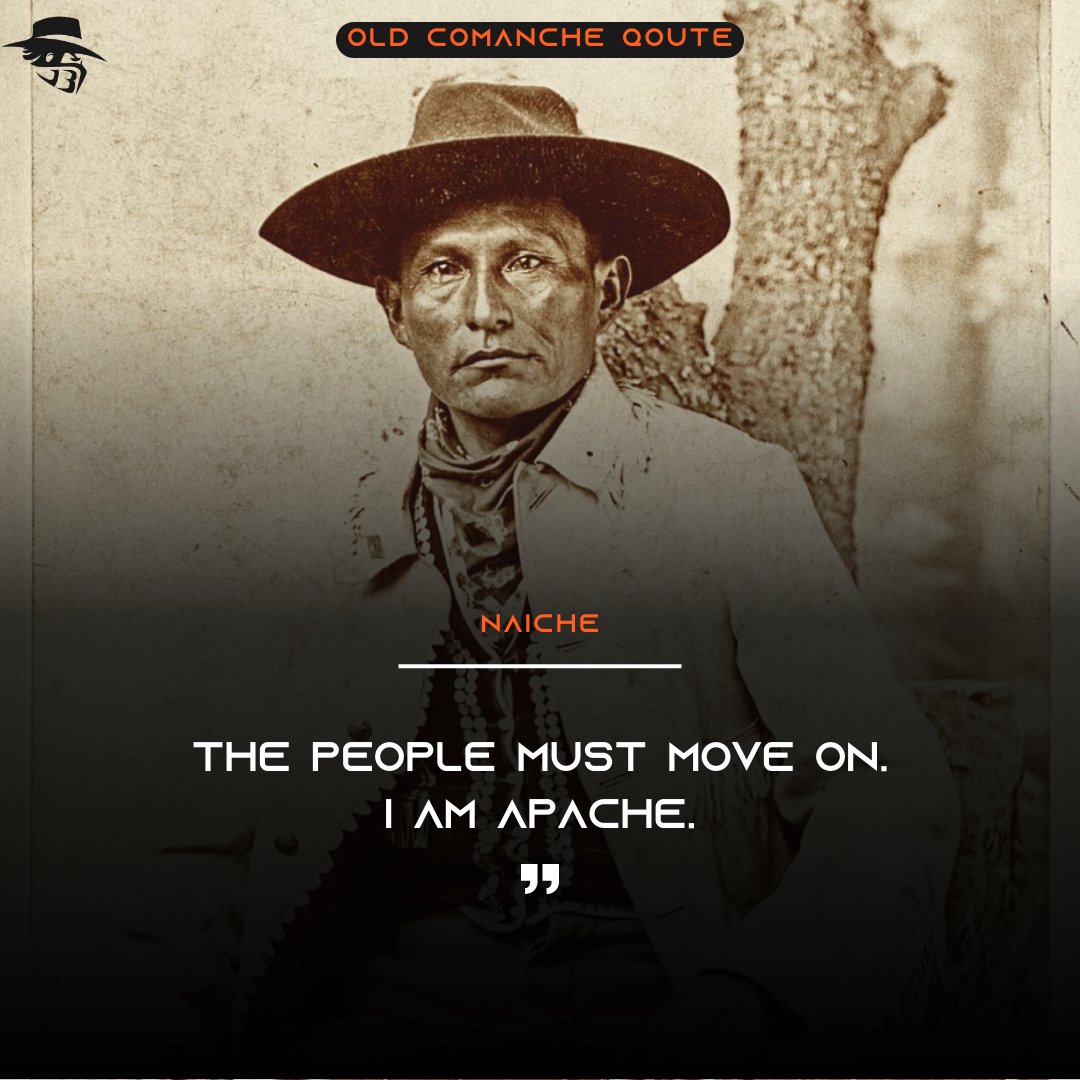 Bigleyranches's tweet image. "𝗧𝗵𝗲 𝗣𝗲𝗼𝗽𝗹𝗲 𝗺𝘂𝘀𝘁 𝗺𝗼𝘃𝗲 𝗼𝗻. 𝗜 𝗮𝗺 𝗔𝗽𝗮𝗰𝗵𝗲." – 𝗡𝗮𝗶𝗰𝗵𝗲

The last chief of the Chiricahua Apache, Naiche fought alongside Geronimo before their surrender in 1886. His words echo the strength and resilience of his people. #Apache #Naiche #NativeHistory