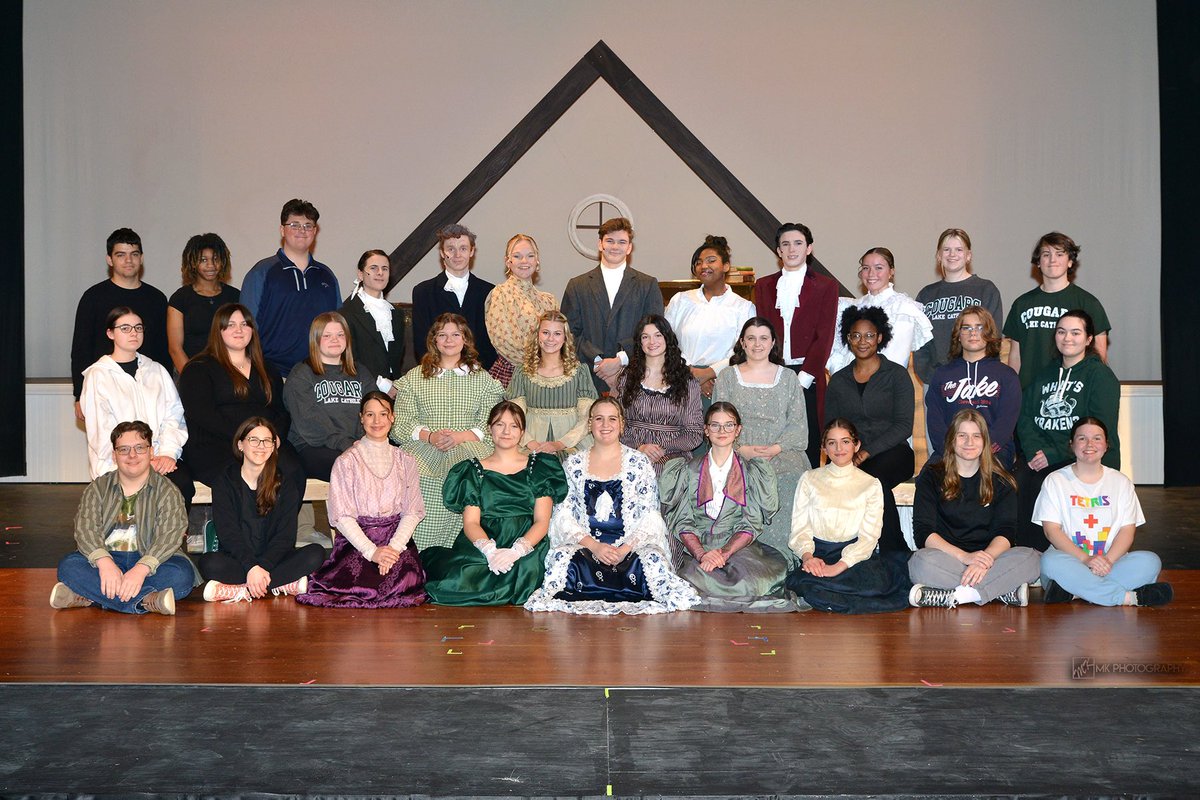 PerfArtsLCHS's tweet photo. Lake Catholic Performing Arts cast and crew of “Little Women.” Tickets still available online https://t.co/ssLa8Yg0LL and at the door. @lakecatholic https://t.co/URUcQhXupq