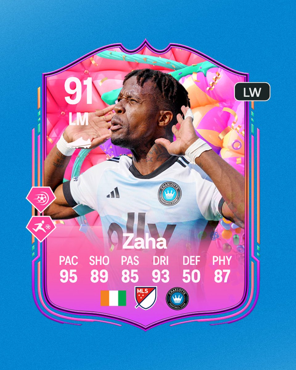 CharlotteFC's tweet photo. Five ⭐️ skills
Five ⭐️ weak foot 

@wilfriedzaha is joining the FUT Birthday party 🥳 https://t.co/oDAAyn3QZ0