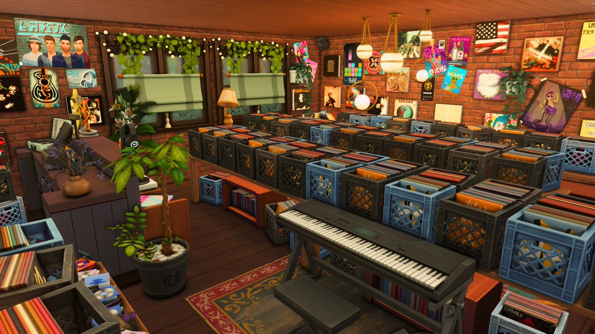 thatsimschickk's tweet photo. Really vibin’ with this record store I made in the Sims 4 as part of my small town!! 🎧💿🎶

#sims #sims4 #thesims #thesims4 #simsbuild #simsbuilds https://t.co/eUNiMbW4g9
