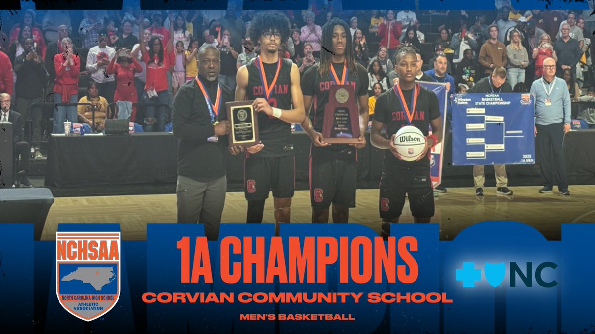 NCHSAA (@nchsaa) on Twitter photo Congratulations to your 2025 NCHSAA 1A Men’s Basketball State Champions!
🏆 Corvian Community
#NCHSAAMBB 🏆 <a href="/BlueCrossNC/">Blue Cross NC</a> Congratulations to your 2025 NCHSAA 1A Men’s Basketball State Champions!
🏆 Corvian Community
#NCHSAAMBB 🏆 <a href="/BlueCrossNC/">Blue Cross NC</a>