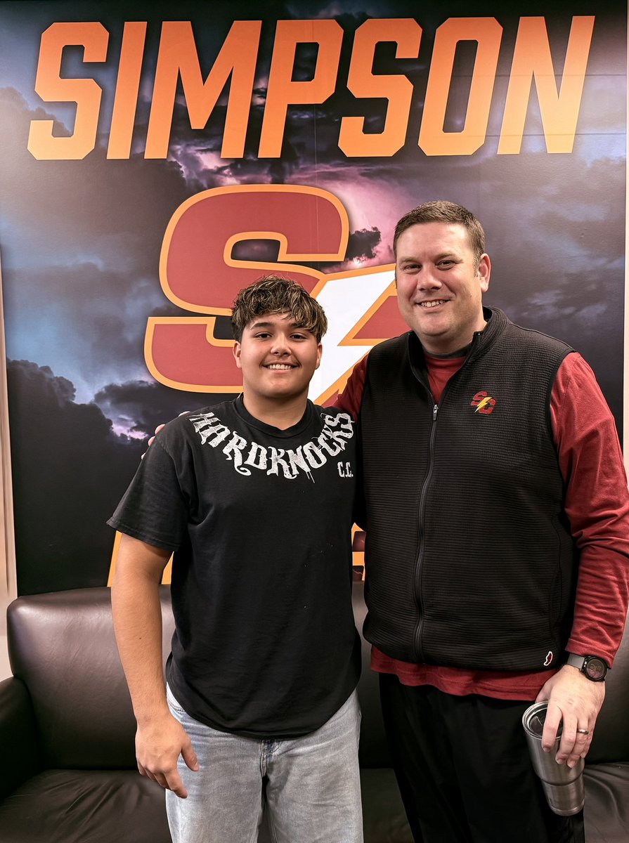 CarsonFiske (@carsonfiske51) on Twitter photo Thank you <a href="/scstormfootball/">Simpson Football ⚡️</a> for hosting me and my family. Thank you <a href="/ReedHoskins/">Reed Hoskins</a> & <a href="/CoachARoberts/">Anfernee Roberts</a> for taking time and talk with me about the program.
<a href="/Prep1USA/">PREP1</a> <a href="/CoachBrooksFB/">Scott Brooks</a> Thank you <a href="/scstormfootball/">Simpson Football ⚡️</a> for hosting me and my family. Thank you <a href="/ReedHoskins/">Reed Hoskins</a> & <a href="/CoachARoberts/">Anfernee Roberts</a> for taking time and talk with me about the program.
<a href="/Prep1USA/">PREP1</a> <a href="/CoachBrooksFB/">Scott Brooks</a>