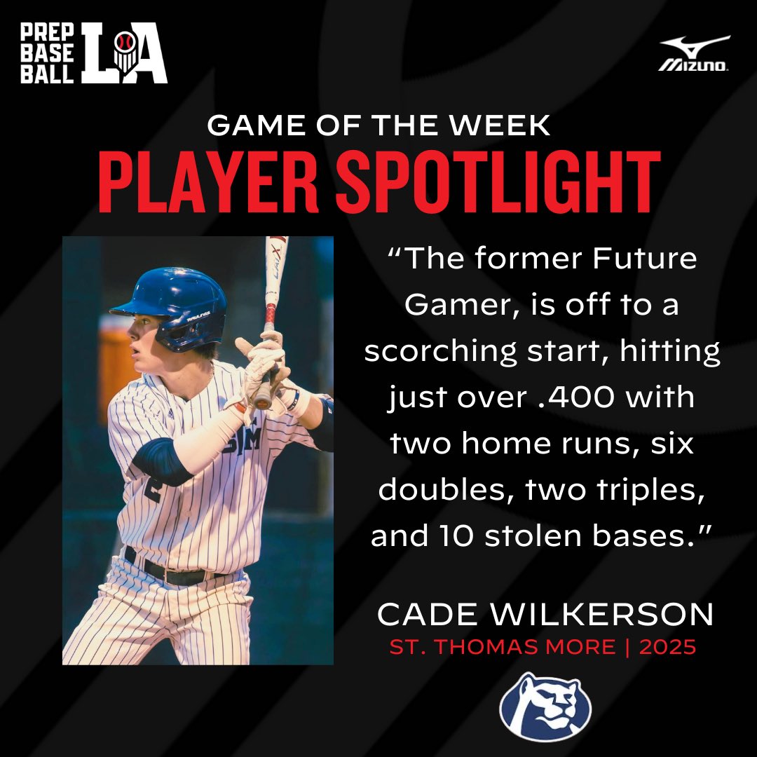 🔦 𝗟𝗔 𝗚𝗢𝗧𝗪: 𝗣𝗹𝗮𝘆𝗲𝗿 𝗦𝗽𝗼𝘁𝗹𝗶𝗴𝗵𝘁

<a href="/PB_Uncommitted/">Prep Baseball Uncommitted</a> ‘25 Cade Wilkerson has been on fire for the Cougars.

Read more on our Game of the Week between Teurlings Catholic and St. Thomas More via the link below. #BeSeen

<a href="/AlexArmandPBR/">Alex Armand</a>

🖇️ loom.ly/1udHvu8