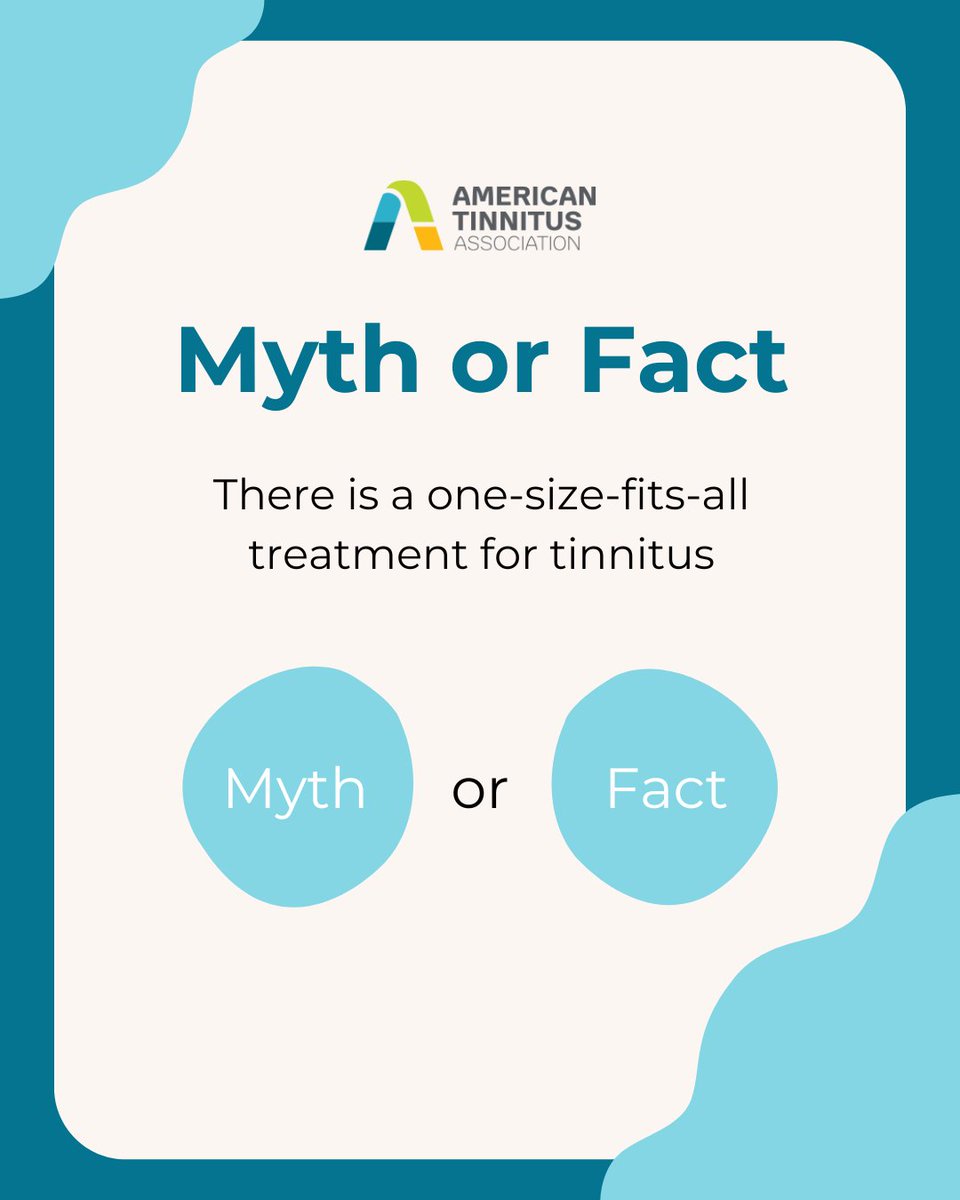 🚨 Myth or Fact? 🚨

❌ Myth: There is a one-size-fits-all treatment for tinnitus.

✅ Fact: Tinnitus is unique to the individual, and what helps one person may not work for another. The causes, severity, and triggers vary, which is why personalized management strategies are key.