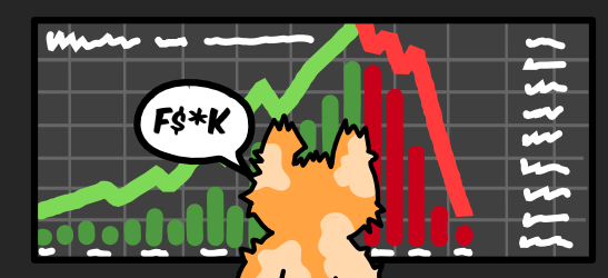 ScratxCat's tweet image. You hop on the trend… then this happens. 📈📉
#Rugpulled #ScratxStory 1/6