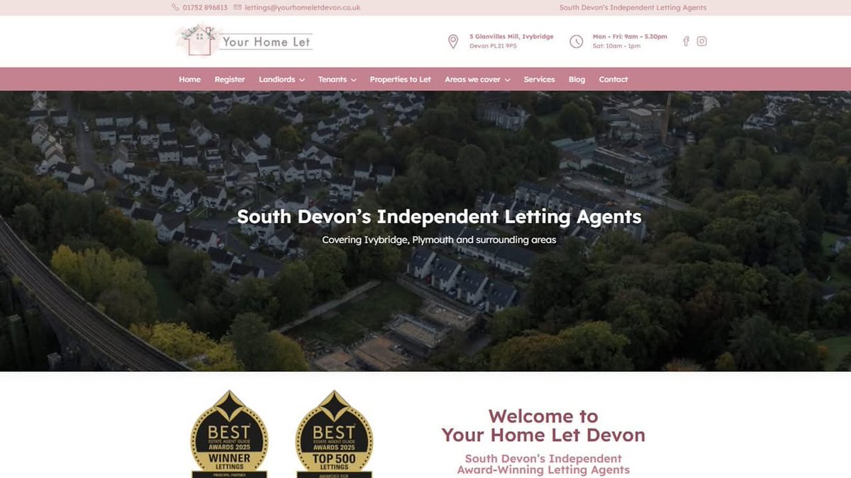 360propertyhub's tweet photo. We're so excited to share the shiny new website we've created for Your Home Let Devon!  They're award-winning letting agents in South Devon, and now their online home is as brilliant as they are. 🤩 #YourHomeLetDevon #NewWebsite #LettingAgents https://t.co/fpadp7UxKc https://t.co/fdOjxS2MoG