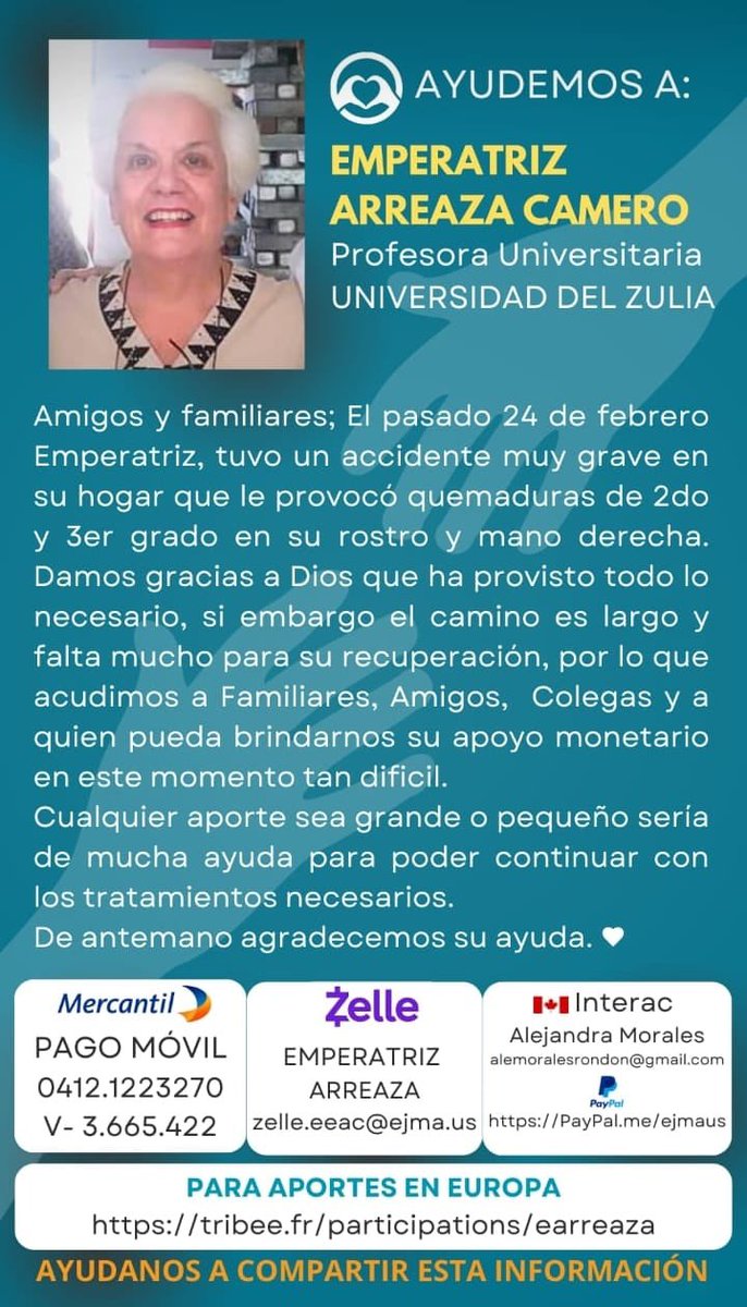 Servicio humanitario
Madre de Efraim Márquez-Arreaza miembro fundador de este grupo