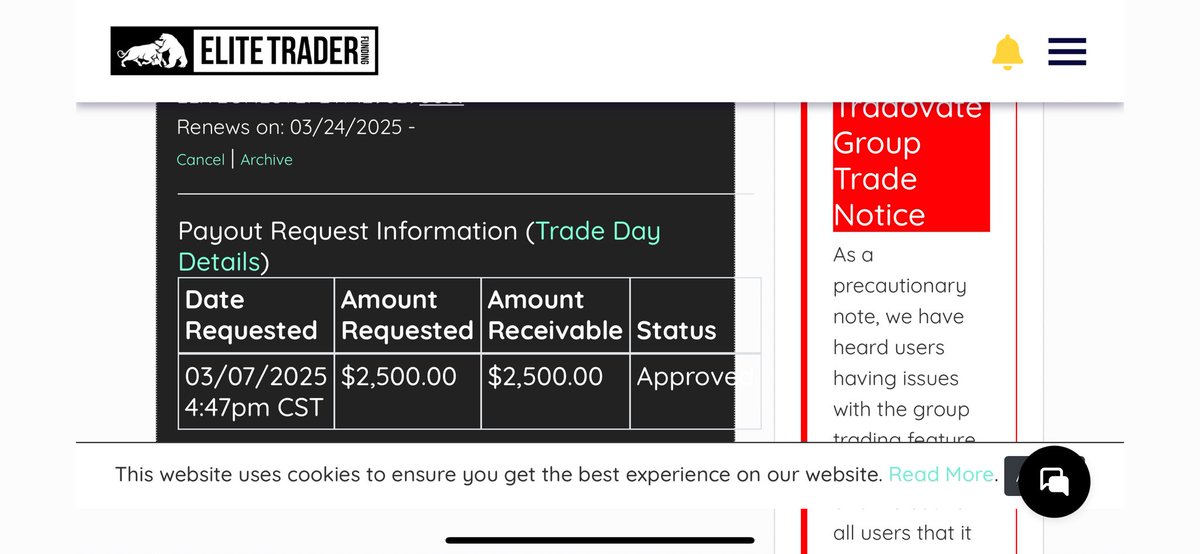 OkalaNQT's tweet image. ⚠️ UPDATE ⚠️ 

Okay I told you guys I’d update you on my @EliteTraderFund payout, and I’m a man of my word so…..

APPROVED! LETS GO! Hahahaha

Honestly, had my doubts. But a payout is a payout and they came through, timeline from request to approval…7 calendar days 📆 

LFG…
