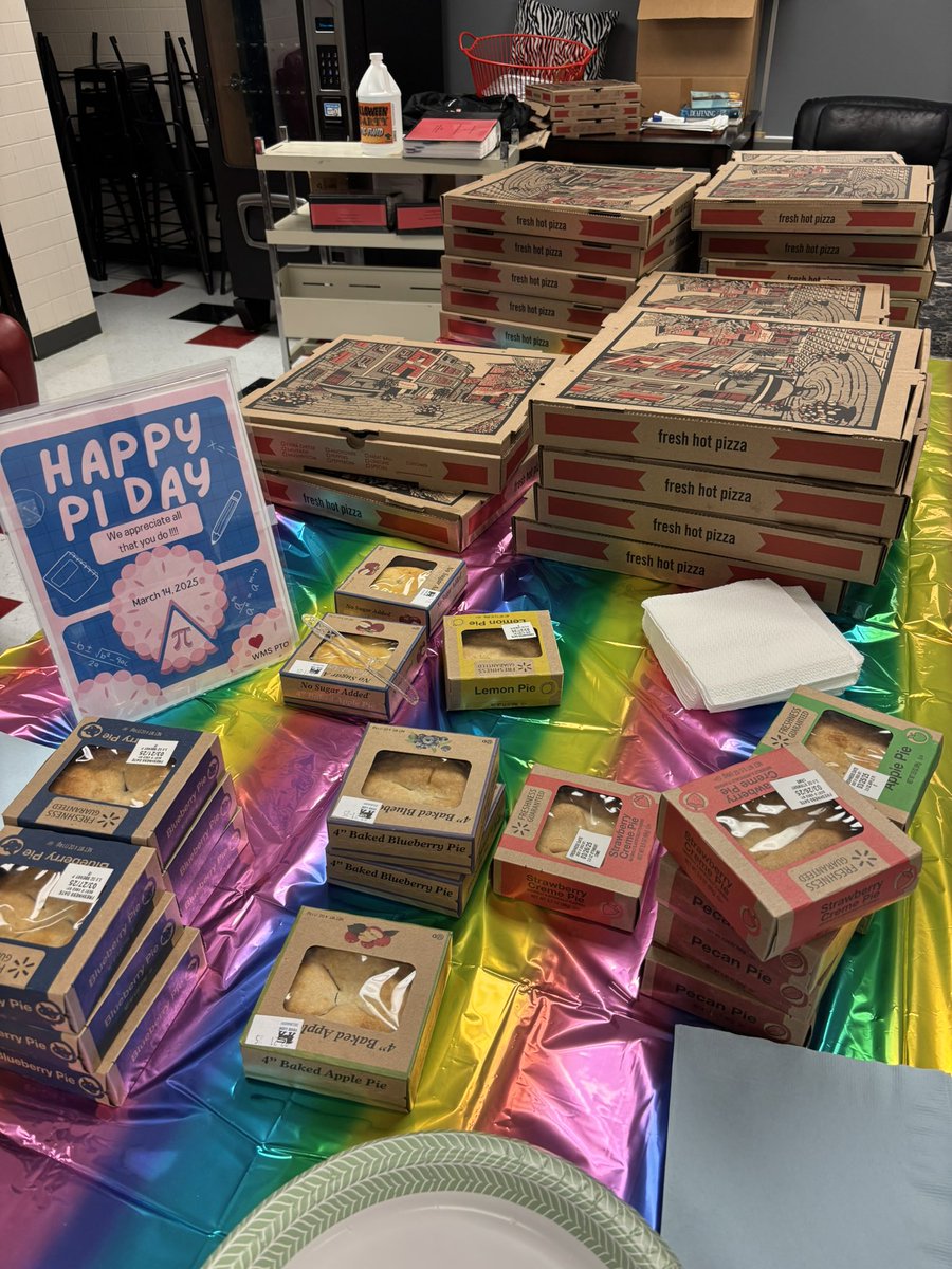 Thank you WMS PTO! We were surprised and delighted to celebrate Pi Day with pizza and pies!  ♥️🍕🥧