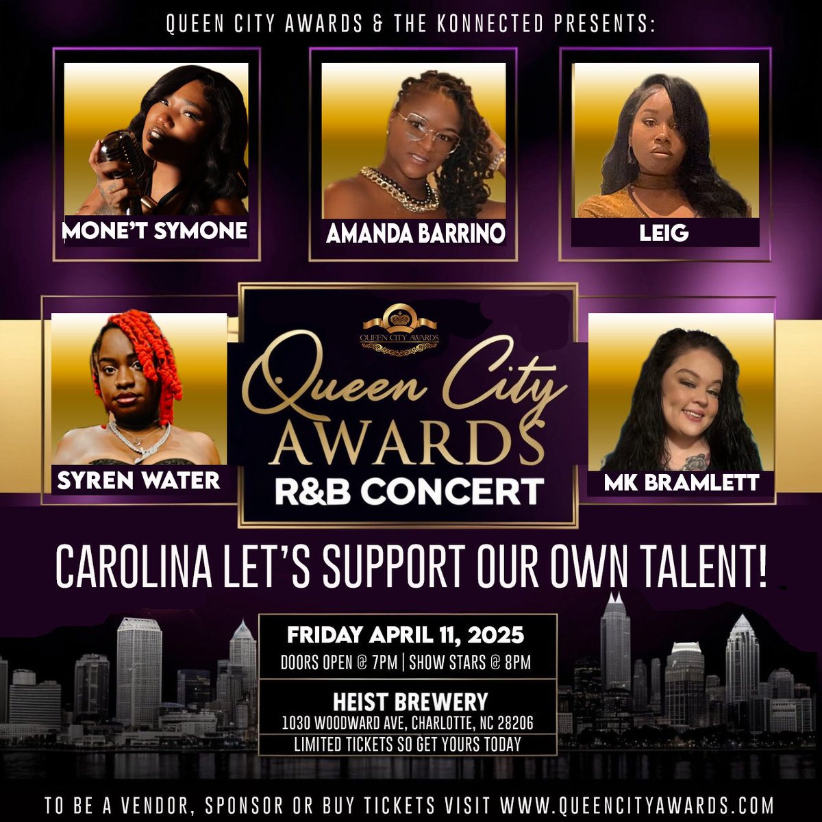QueenCityAwards's tweet photo. Get your tickets now for the Queen City Awards R&amp;B Concert featuring 5 talented acts.
https://t.co/3R0kexM9ce https://t.co/ZbbBOdM7XJ