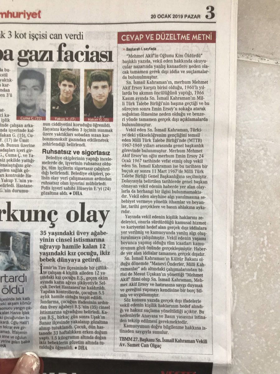 EminSaygiliTR's tweet image. Mahkeme kararı olan bir konu da yalan söylemeye utanmıyor musunuz?
Emin Ersoy’un vefat tarihi 24 Ocak 1967’dir. İsmail Kahraman’ın MTTB Başkanı seçildiği tarih vefat olayından 1,5 ay sonra 11 Mart 1967’dir.
Yurt dışında kaçak değilseniz sizinle de hukuk önünde hesaplaşacağız!