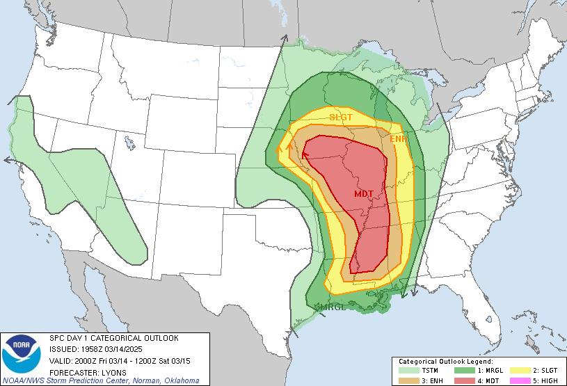 LimWeather's tweet photo. D1 #ModerateRisk in C US esp #StLouis,#Peoria,#SpringfieldIL,#Paducah,#Davenport,#DesMoines,#Memphis,#JacksonMS,#JacksonTN,#Jonesboro
15SIG #Tornado/45SIG #Wind/30SIG #Hail risks
#Wxx #WxTwitter #SPC #SevereWx #ARwx #TNwx #Kywx #MOwx #STLwx #ILwx #IAwx #INwx #MSwx #ALwx #LAwx https://t.co/NYQwsZTWrA