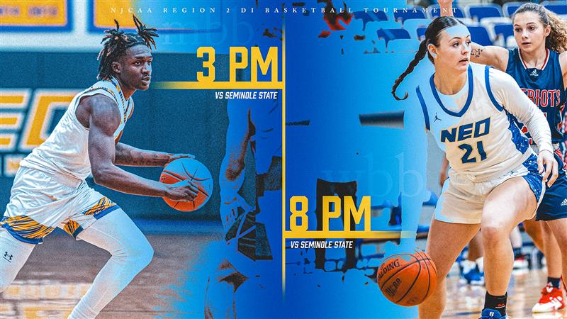 🏀 It's Gameday 🏀
Both NEO A&amp;M Men's and Women's Basketball teams are battling in the NJCAA Region II semifinals TODAY at Rougher Village Arena in Muskogee, Okla.!

🕒 Men vs. Seminole State – 3 PM
🌙 Women vs. Seminole State – 8 PM

Watch Live: tinyurl.com/35ru3kmb