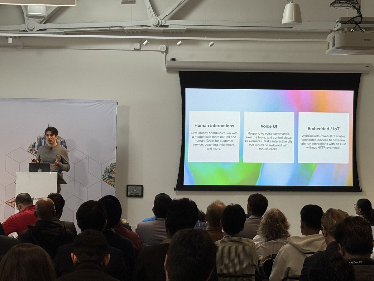 OpenAI’s Justin Uberti at AI Dev 25 showing how to build a voice agent using the Realtime API. Building on the voice stack is easier than most realize - worth trying out if you have a voice idea!