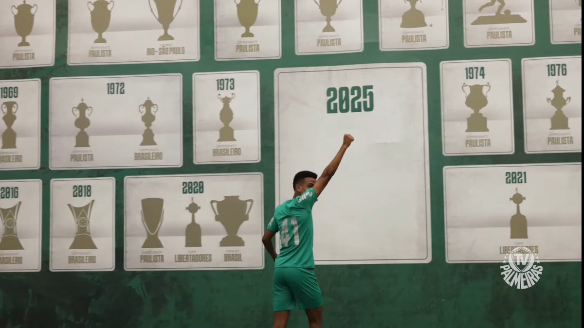 avant1p4lestra's tweet image. Um mural de 2025 em branco no CT do Palmeiras, rodeado de títulos de outros anos

Tão levando a sério o mantra “Reconquistar”. Que título você gostaria de ver aí?