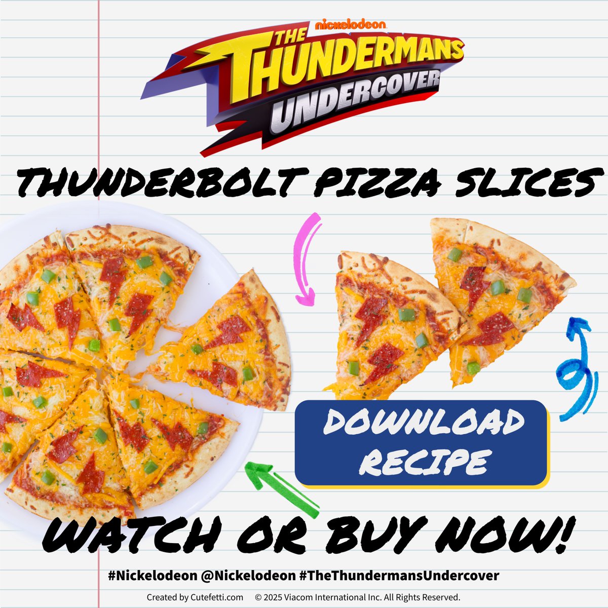 Go Thunder-cover &amp; make my Thunderbolt Pizza Slices recipe ⚡️🍕&amp;  watch "The Thundermans: Undercover"! Avail to watch or buy on digital NOW! 

Click to get recipe ▶️ bit.ly/ThundermansUnd…
