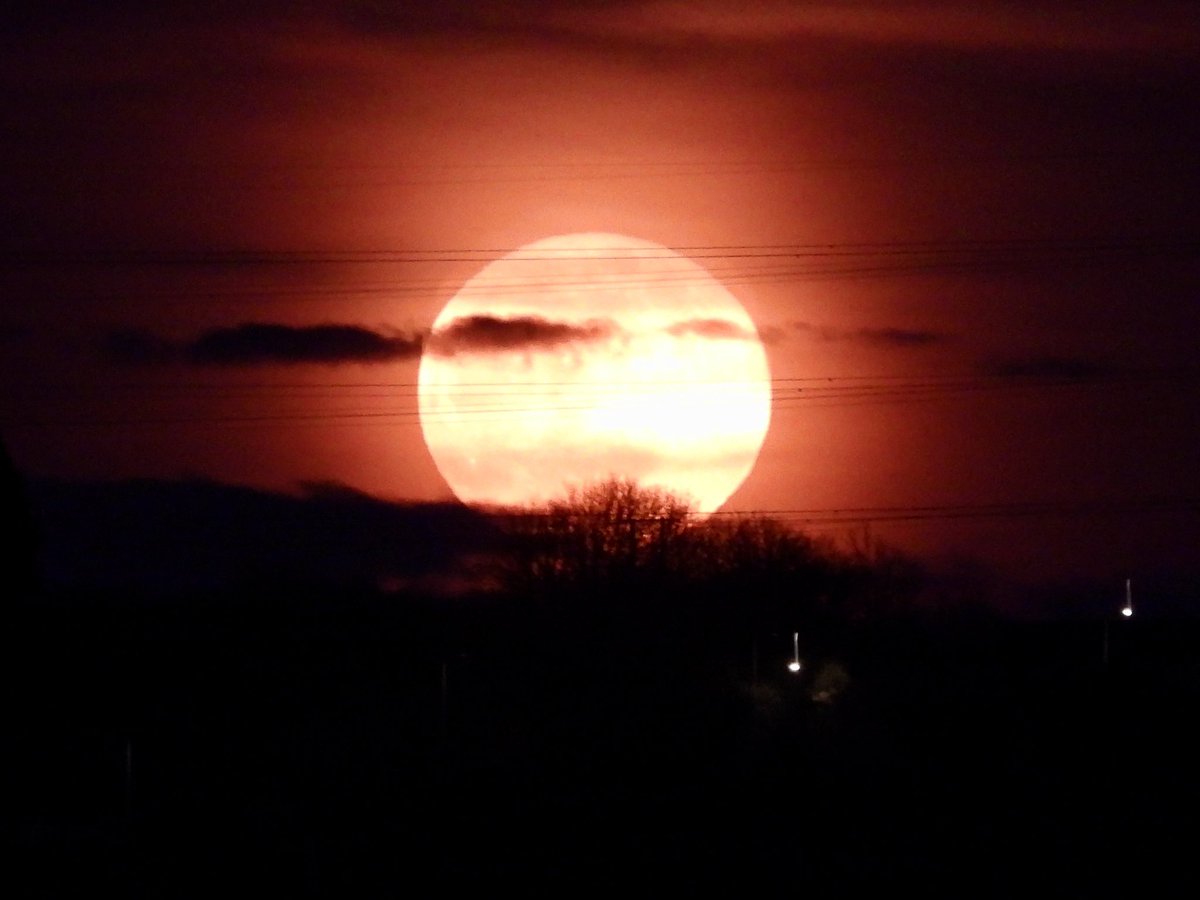 WalesRees's tweet photo. I couldn’t resist a little fun with this evening’s full moon as it rose over Cowbridge….managed to get one when it was positioned at the top of the St.Hilary TV Mast….like a giant Wand !  @DerekTheWeather @BBCBreaking @WalesOnline  @ITVWales https://t.co/PCUBOBjB0B