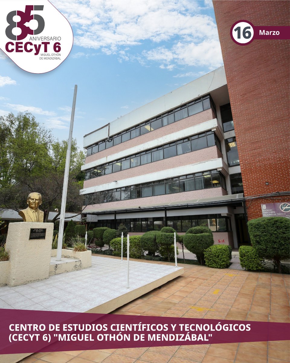 IPN_MX's tweet photo. 🎉Hoy festejamos el 85 aniversario del #CECyT6 "Miguel Othón de Mendizábal", en donde se forman técnicos del área de la salud y ecología que ponen con mucho orgullo "La Técnica al Servicio de la Patria". ¡Muchas felicidades! ¡Que sigan los éxitos!🏫🔬 #OrgullosamentePolitécnico https://t.co/K9mG1DsDhz