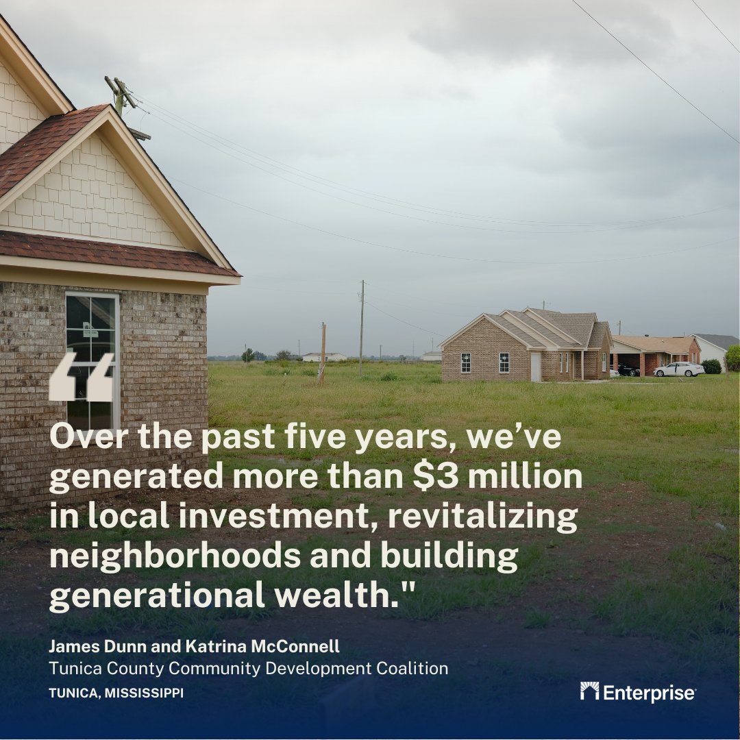 EnterpriseNow's tweet photo. “We've had to build roads and develop the entire infrastructure. And we’ve used local contractors.”
#Section4 drives local economic growth as orgs like Tunica County CDC in Mississippi develop homes that build generational wealth in the community. https://t.co/hqLxazbLcR