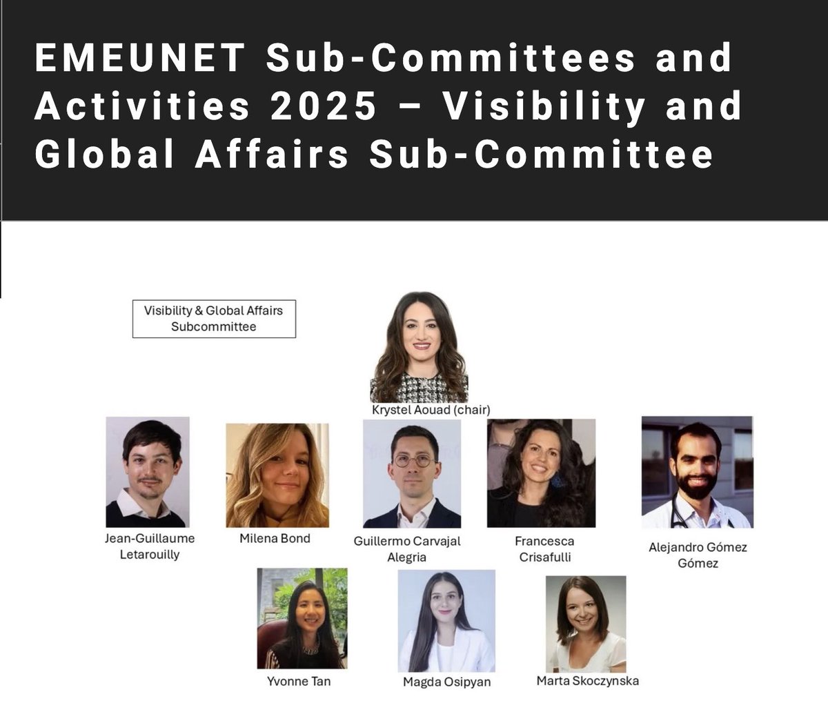 Krystel Aouad (@krystelaouad) on Twitter photo 🌟Really proud of my team for their incredible work and dedication this year!
👏🏻Together in the EMEUNET Visibility & Global Affairs Subcommittee we’ve accomplished so much
🔗emeunews.org/2025/03/06/eme…
<a href="/JGLetarouilly/">Jean-Guillaume Letarouilly</a> <a href="/GCARV_RHEUM/">CARVAJAL ALEGRIA Guillermo</a> <a href="/milena_bond/">Milena Bond</a> <a href="/agomezreuma/">Alejandro Gómez Gómez</a> <a href="/yvytan/">Yvonne Tan</a> <a href="/FrancescaCrisa/">Francesca crisafulli</a> 🌟Really proud of my team for their incredible work and dedication this year!
👏🏻Together in the EMEUNET Visibility & Global Affairs Subcommittee we’ve accomplished so much
🔗emeunews.org/2025/03/06/eme…
<a href="/JGLetarouilly/">Jean-Guillaume Letarouilly</a> <a href="/GCARV_RHEUM/">CARVAJAL ALEGRIA Guillermo</a> <a href="/milena_bond/">Milena Bond</a> <a href="/agomezreuma/">Alejandro Gómez Gómez</a> <a href="/yvytan/">Yvonne Tan</a> <a href="/FrancescaCrisa/">Francesca crisafulli</a>
