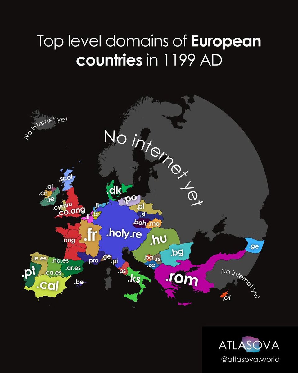 Brilliant Maps (@brilliantmaps) on Twitter photo Hypothetical Top Level Domain Names Of Europe In 1199 AD
credit: <a href="/atlasova/">Alena Atlasova</a>.world
More about each of them: brilliantmaps.com/tld-europe-119… Hypothetical Top Level Domain Names Of Europe In 1199 AD
credit: <a href="/atlasova/">Alena Atlasova</a>.world
More about each of them: brilliantmaps.com/tld-europe-119…