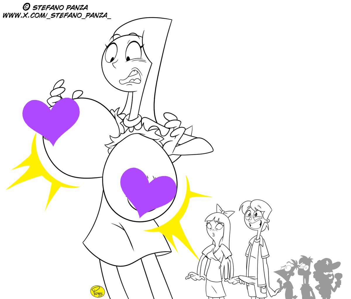 Here is Candace's future illustration, with its variation.
I wonder who had Candace's “twins” enlarged (© Disney)
P.s.: you will find the uncensored illustrations on my other pages.