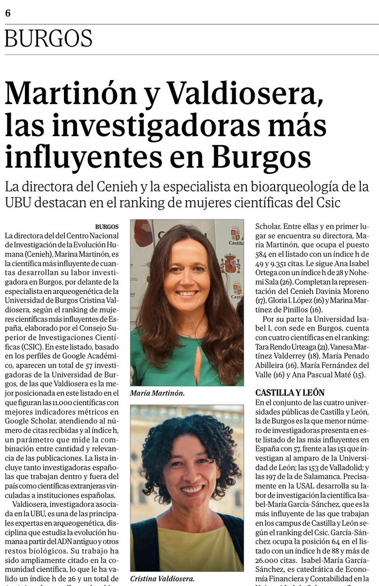 Mis amigas sapiens <a href="/MMartinonT/">María Martinón-Torres</a> <a href="/CENIEH/">CENIEH</a> y <a href="/CrisValdiosera/">Cris Valdiosera</a> @ubuinvestiga , miembros EIA, las investigadoras más influyentes en Burgos según <a href="/googlescholar_/">Google Scholar</a> . Lo cuenta <a href="/correodeburgos/">El Correo de Burgos</a> en este enlace 👉🏼 Enhorabuena a las mujeres con talento que crean equipo
search.app/o3TKgRq1eEtc9G…