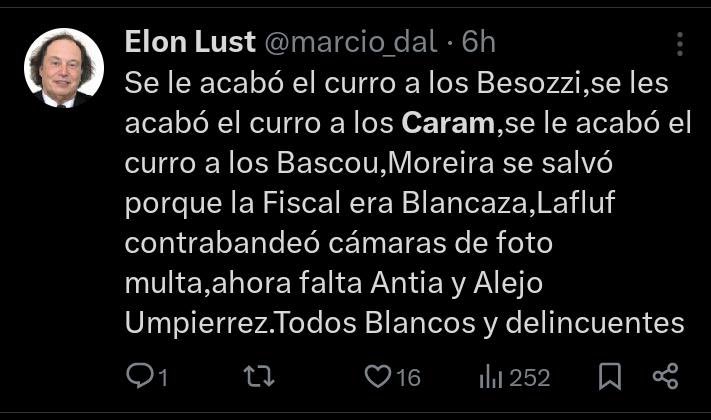 Desde hace varios meses no utilizo esta aplicación, hoy lo hago   al solo efecto de deslindarme de un mensaje ,escrito por un “mononeuronal sujeto”  , sobreviviente a pesar de su “anencefalia” , que pretende asociarme a su despreciable accionar y pensamiento .