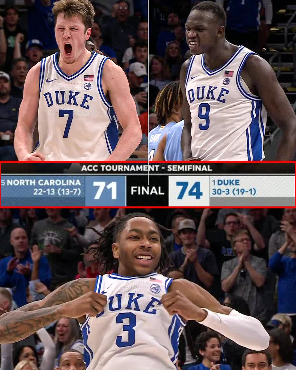ACC Network (@accnetwork) on Twitter photo DUKE IS ACC CHAMP GAME BOUND 😈 
THE BLUE DEVILS ARE 3-0 VS. UNC THIS SEASON! <a href="/DukeMBB/">Duke Men’s Basketball</a> DUKE IS ACC CHAMP GAME BOUND 😈 
THE BLUE DEVILS ARE 3-0 VS. UNC THIS SEASON! <a href="/DukeMBB/">Duke Men’s Basketball</a>
