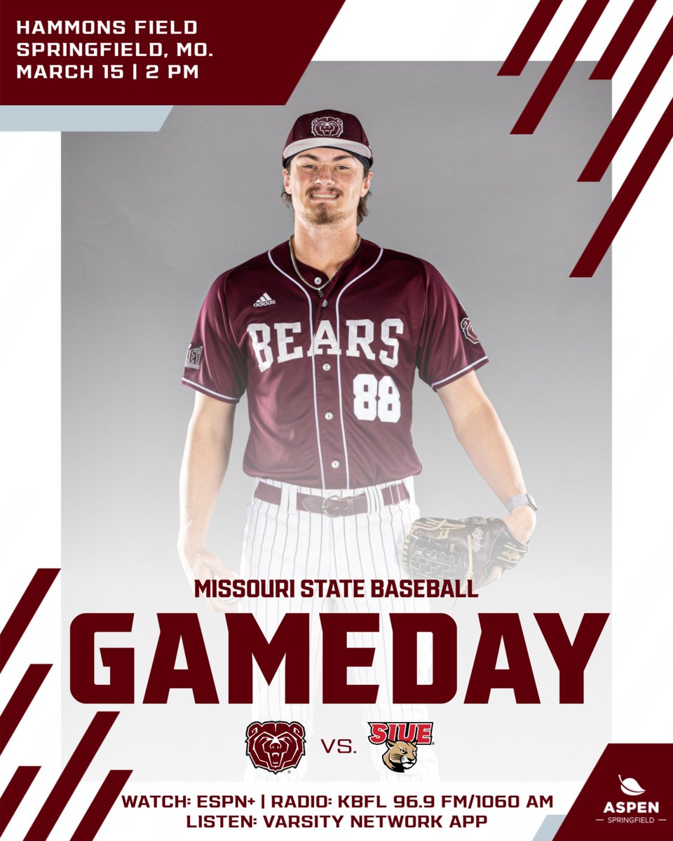 GAMEDAY‼️

🆚 SIUE
⏰ 2 p.m. 
📍 Hammons Field
📺 bit.ly/3DRALNf (ESPN+)
📊 statb.us/b/566131
📻 KBFL 96.9 FM/1060 AM
📻 bit.ly/3lvBquw
🎟️ bit.ly/3R5TxU2