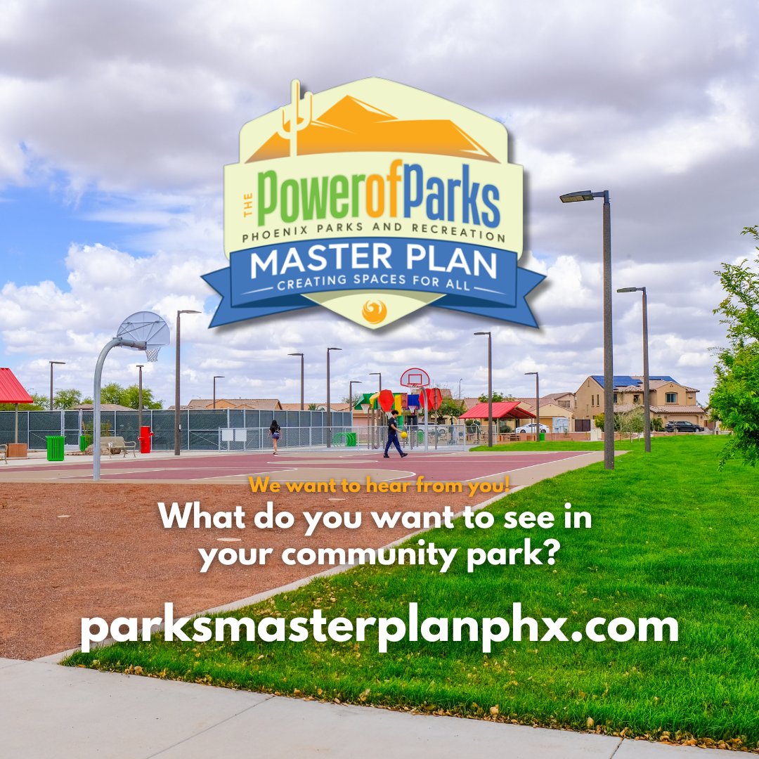 We're working on a Master Plan &amp; need your feedback! What would you like to see in your community park or recreation center? ⁣⁣🌳 ⁣
⁣⁣⁣
Take our online survey or use the interactive feedback map to share your ideas with us! ⁣⁣⁣
⁣
⁣🔗➡️  parksmasterplanphx.com