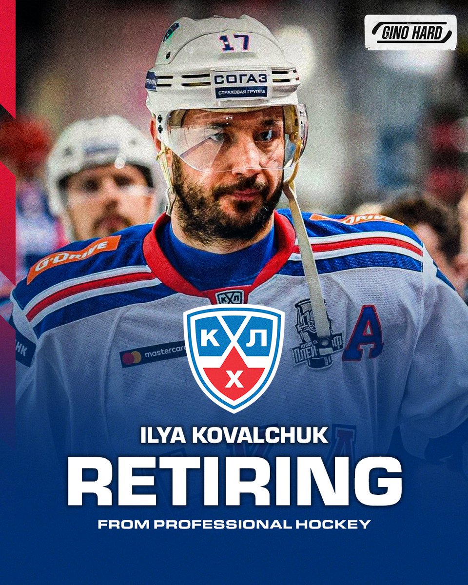 GinoHard_'s tweet photo. Ilya Kovalchuk has announced his retirement from pro hockey at age 41 👏

Kovy walks away from the game with a Rocket Richard Trophy, Olympic gold, 2 World Championships, and 3 Gagarin Cups 🏆🥇 https://t.co/IlJrraUqmI
