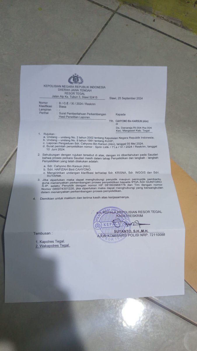 Chy_1976's tweet photo. @DivHumas_Polri Laporan ke @polrestegalkab sudah 10 belum ada hasilnya bagaimana Pa Kapolri @ListyoSigitP minta bantuannya https://t.co/pbhGgEUDW5