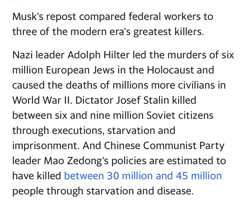 LtsFlwr70's tweet image. Billionaire #ElonMusk on Thursday reposted a message on X saying “Hitler didn’t murder millions of people. Public sector employees did.” #AdolphHitler #JosephStalin #MaoZedong