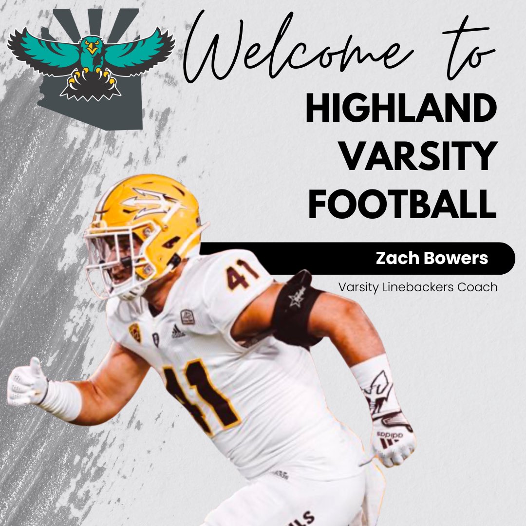 Highland Hawks Football (@highlandhawksfb) on Twitter photo Excited to announce our new varsity linebackers coach, <a href="/ZachBowers00/">Coach Bowers</a>!
Coach Bowers was a 3X state champion as a player at Chandler high, before moving on to the University of Hawaii and finishing up his college playing career as an Arizona State Sun Devil! Excited to announce our new varsity linebackers coach, <a href="/ZachBowers00/">Coach Bowers</a>!
Coach Bowers was a 3X state champion as a player at Chandler high, before moving on to the University of Hawaii and finishing up his college playing career as an Arizona State Sun Devil!