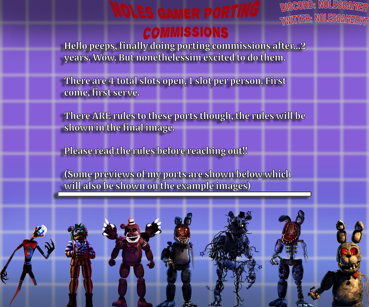 NolesGamerYT's tweet photo. Hey everyone! Finally opening up porting commissions cause I feel like it lol
----------------------------------------
ADDITION RULES ARE IN THE REPLIES https://t.co/ArwK8Njob5