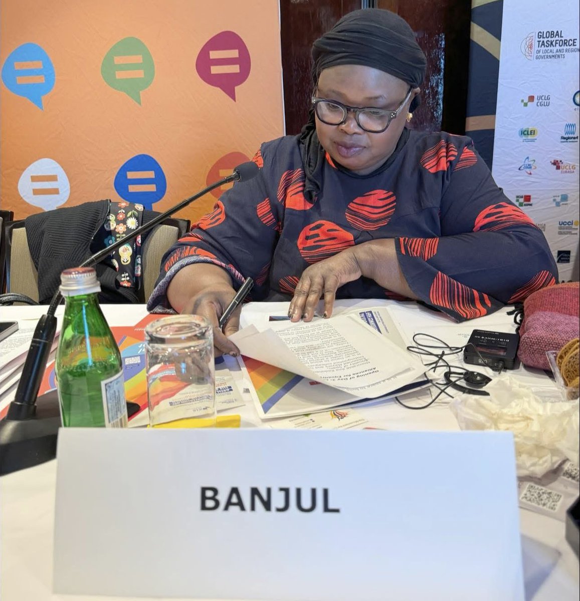 LoweMayor's tweet photo. Honored to open Day 2 of the Local &amp; Regional Governments forum at #CSW69 alongside Spain’s Minister of Equality &amp; global leaders. Seeing Banjul showcased as an inclusive city under my leadership means the world! https://t.co/fuMsukcUep