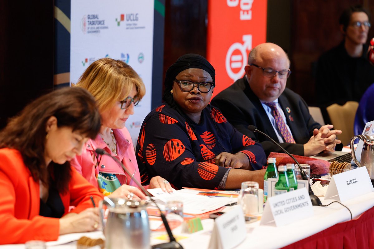 LoweMayor's tweet photo. Honored to open Day 2 of the Local &amp; Regional Governments forum at #CSW69 alongside Spain’s Minister of Equality &amp; global leaders. Seeing Banjul showcased as an inclusive city under my leadership means the world! https://t.co/fuMsukcUep