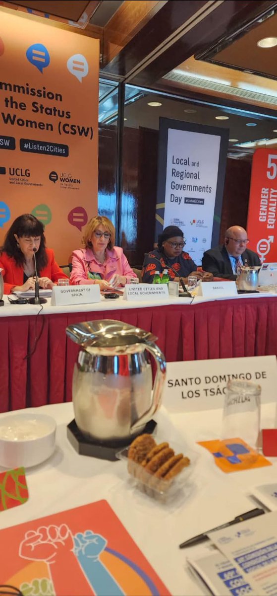 LoweMayor's tweet photo. Honored to open Day 2 of the Local &amp; Regional Governments forum at #CSW69 alongside Spain’s Minister of Equality &amp; global leaders. Seeing Banjul showcased as an inclusive city under my leadership means the world! https://t.co/fuMsukcUep