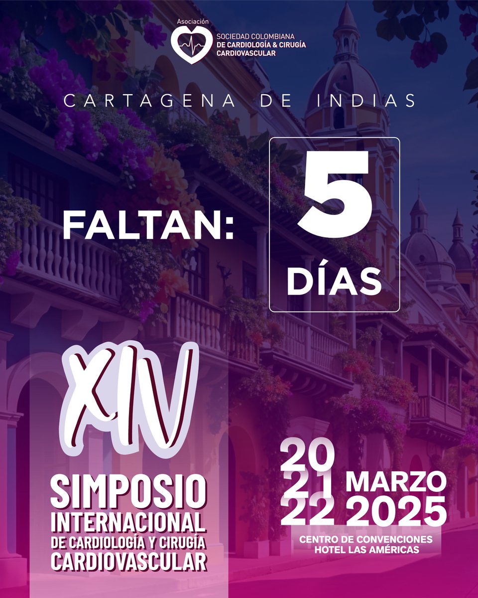 Sociedad Colombiana de Cardiología (@sccccardio) on Twitter photo Se acerca el XIV Simposio Internacional de Cardiología y Cirugía Cardiovascular
<a href="/clara_clarais/">clara saldarriaga</a>
🫀No te pierdas esta oportunidad de conectar con expertos y aprender sobre las últimas innovaciones #Cardiología #CirugíaCardiovascular Se acerca el XIV Simposio Internacional de Cardiología y Cirugía Cardiovascular
<a href="/clara_clarais/">clara saldarriaga</a>
🫀No te pierdas esta oportunidad de conectar con expertos y aprender sobre las últimas innovaciones #Cardiología #CirugíaCardiovascular