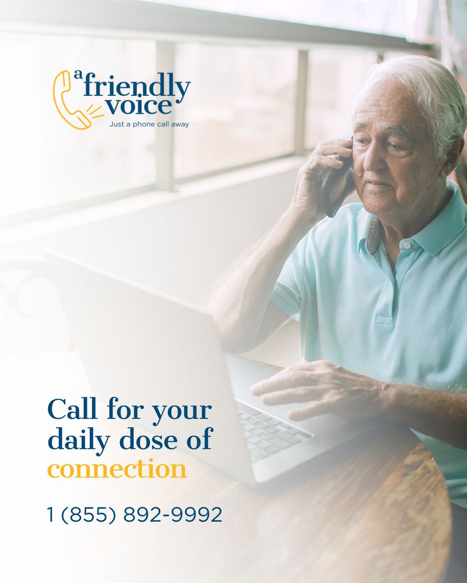 AFVCanada's tweet photo. If you ever feel alone or just in need of a friendly conversation, remember that A Friendly Voice is always here for you. Every call we answer is a chance to share comfort, understanding, and genuine connection.

💙 Call us at 1 (855) 892-9992. https://t.co/yGtW05j5bY